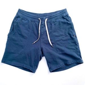 Vuori Vital Tie Waist Cotton Shorts SMALL Drawstring - dark blue